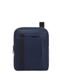 Piquadro David Men's leather iPad® crossbody bag, blue