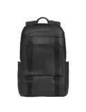 Piquadro David leather 14" laptop backpack, black