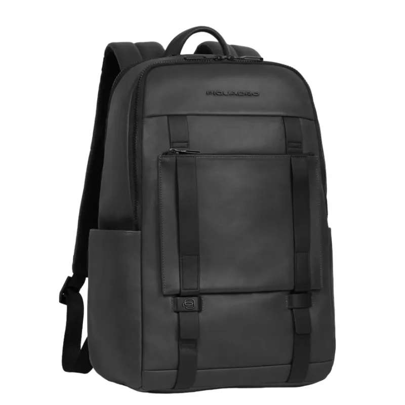 Piquadro David leather 14" laptop backpack, black 2