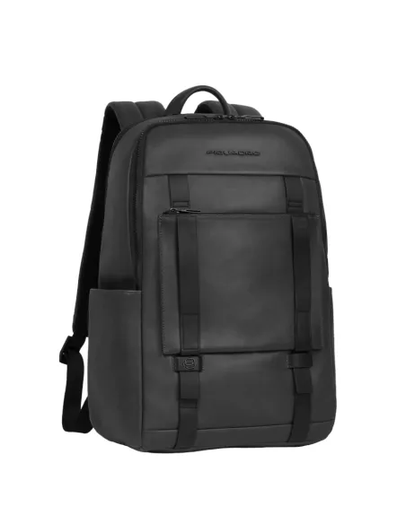 Piquadro David 14" Computer-Rucksack aus Leder, schwarz