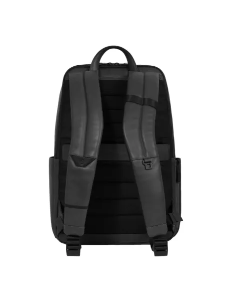 Piquadro David 14" Computer-Rucksack aus Leder, schwarz