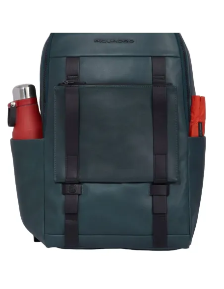 Piquadro David 14" Computer-Rucksack aus Leder, schwarz