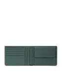 Piquadro David men's leather wallet with coin purse, green