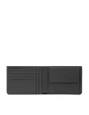 Piquadro David men's leather wallet with coin purse, black