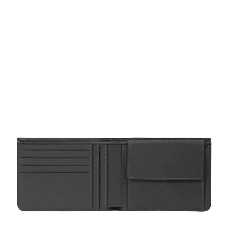Piquadro David men's leather wallet with coin purse, black