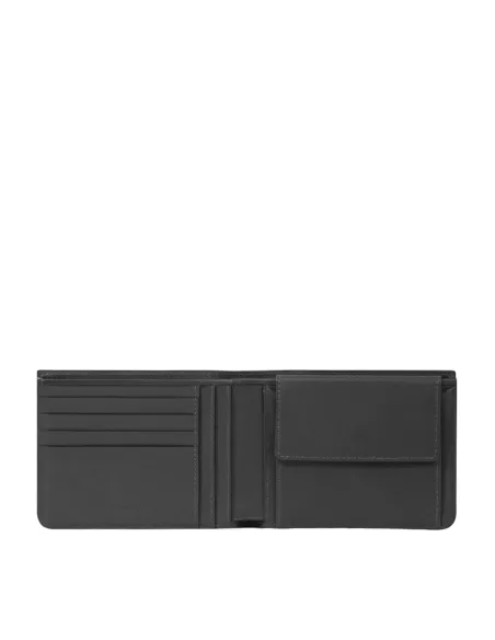 Piquadro David men's leather wallet with coin purse, black