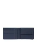 Piquadro David men's leather wallet with coin purse, blue