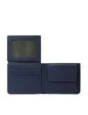 Piquadro David Kleine Brieftasche für Männer mit Münzfach für Dokumente, blau