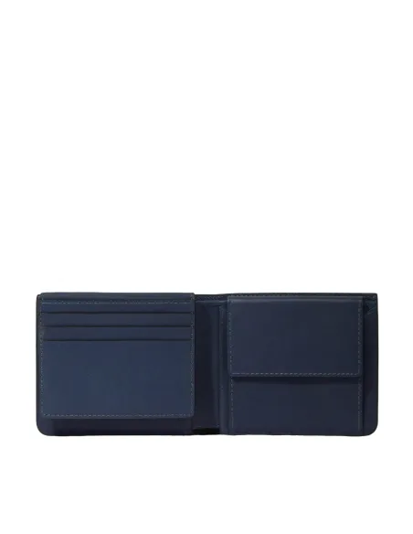 Piquadro David Men's wallet with flip up ID window, coin pocket and credit card slots, blue