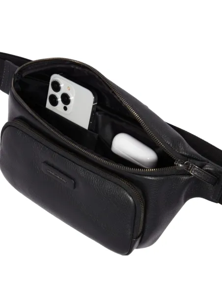 Piquadro Modus Special Leather Bum Bag, black