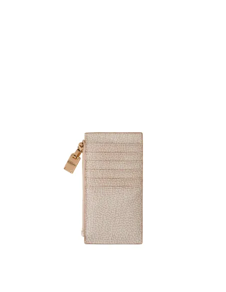 Borbonese coin pouch with document holder and credit card slots, sand