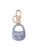 Borbonese leather key chain with snap hook, light blue