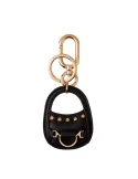 Borbonese leather key chain with snap hook, black