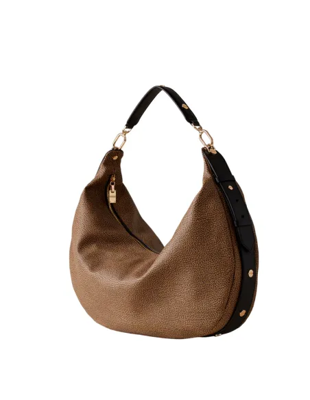 Borbonese Oyster large shoulder bag, Op Naturale