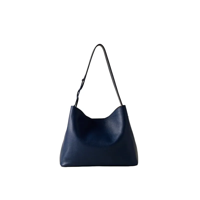Borsa a spalla in pelle Borbonese, blu