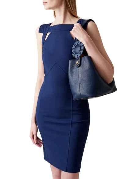Borbonese 011 women's leather shoulder bag, blue