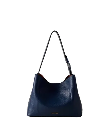Borsa a spalla in pelle Borbonese, blu