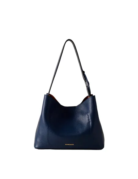 Borsa a spalla in pelle Borbonese, blu