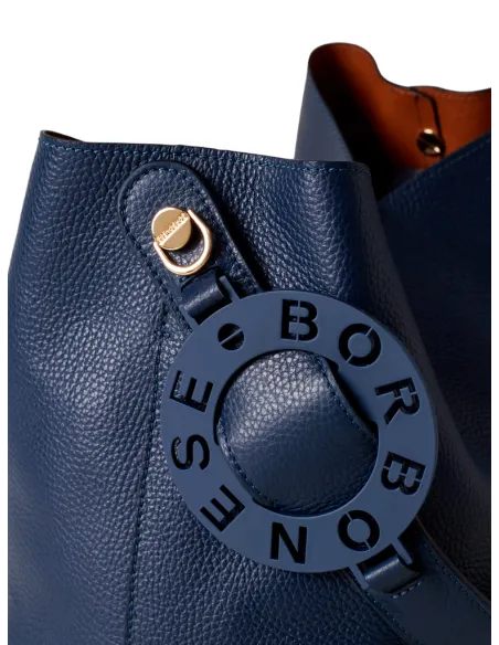Borbonese 011 women's leather shoulder bag, blue