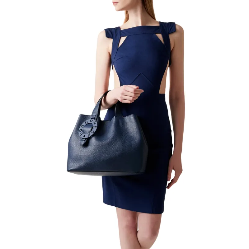 Damen Lederhandtasche Borbonese 011, blau 2