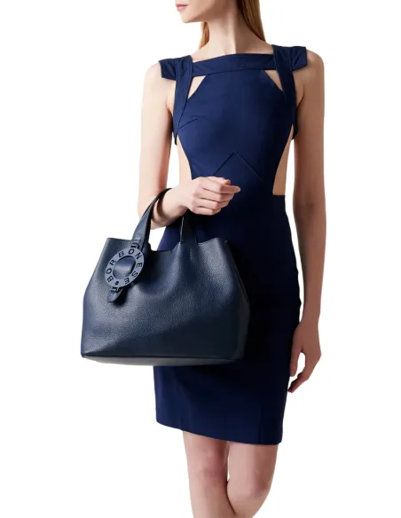 Damen Lederhandtasche Borbonese 011, blau