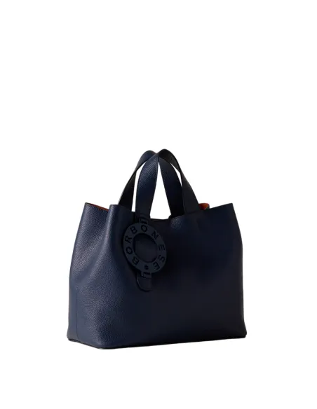 Borbonese 011 women's leather handbag, blue