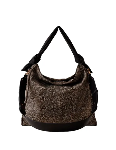 Borsa Borbonese in tessuto riciclato, OP Naturale-Nero