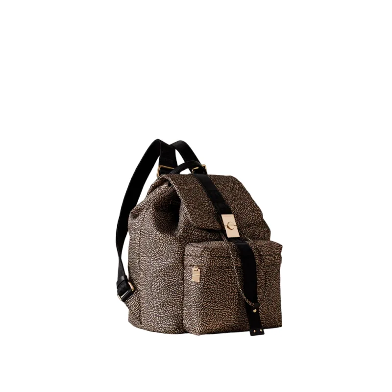 Borbonese Damenrucksack mit Reißverschlusstasche vorne 2
