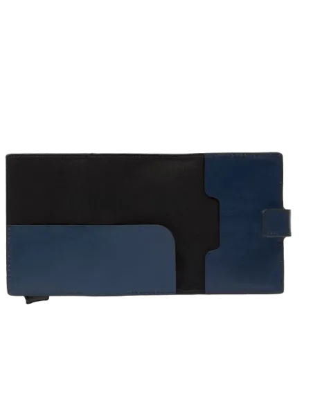 The Bridge Compact wallet for cash and credi cards with sliding system, blue