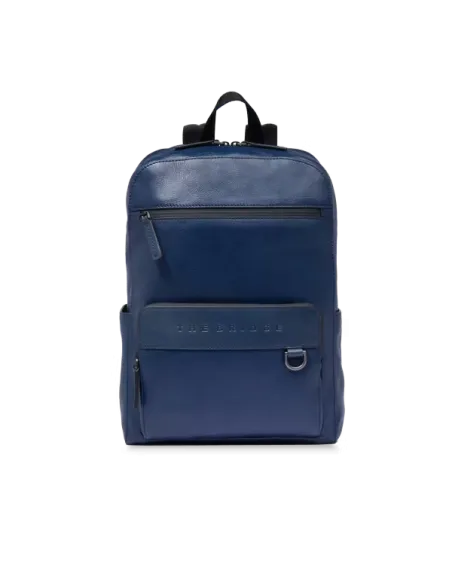 The Bridge Damiano leather computer backpack, blue