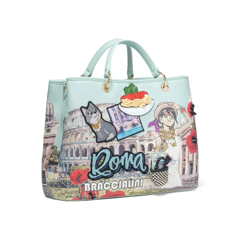 Braccialini Cartoline Damen-Handtasche, Roma 2