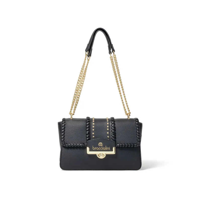 Borsa a spalla Braccialini Ribbon, nera