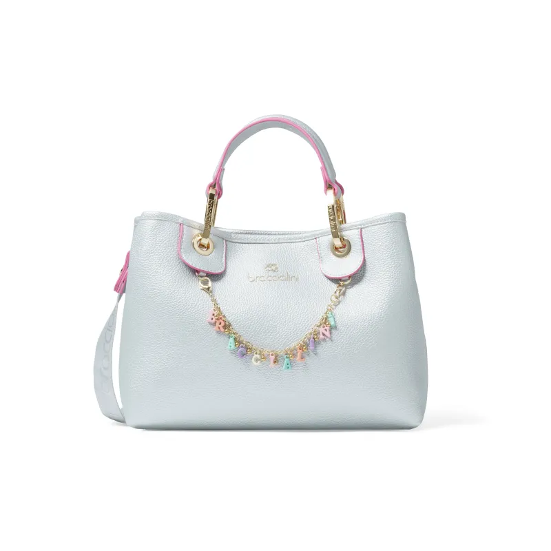 Shopping due manici piccola Braccialini Beth, argento