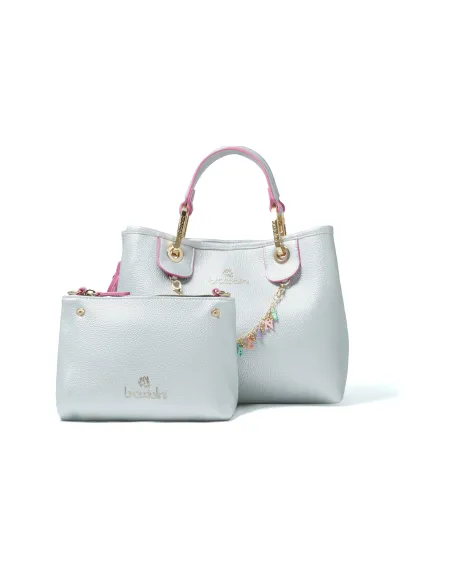 Shopping due manici piccola Braccialini Beth, argento