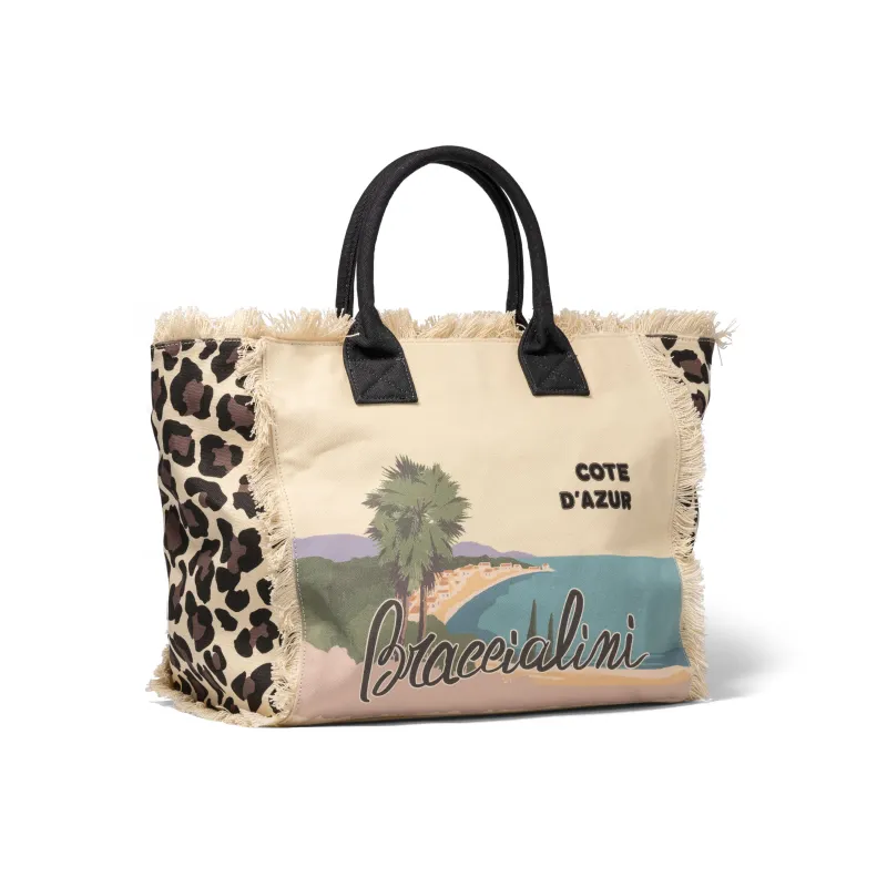 Braccialini canvas shopping bag, Cote D'azure 2