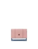 Piquadro Circle Small size, women's trifold wallet with credit card facility, light pink-blue