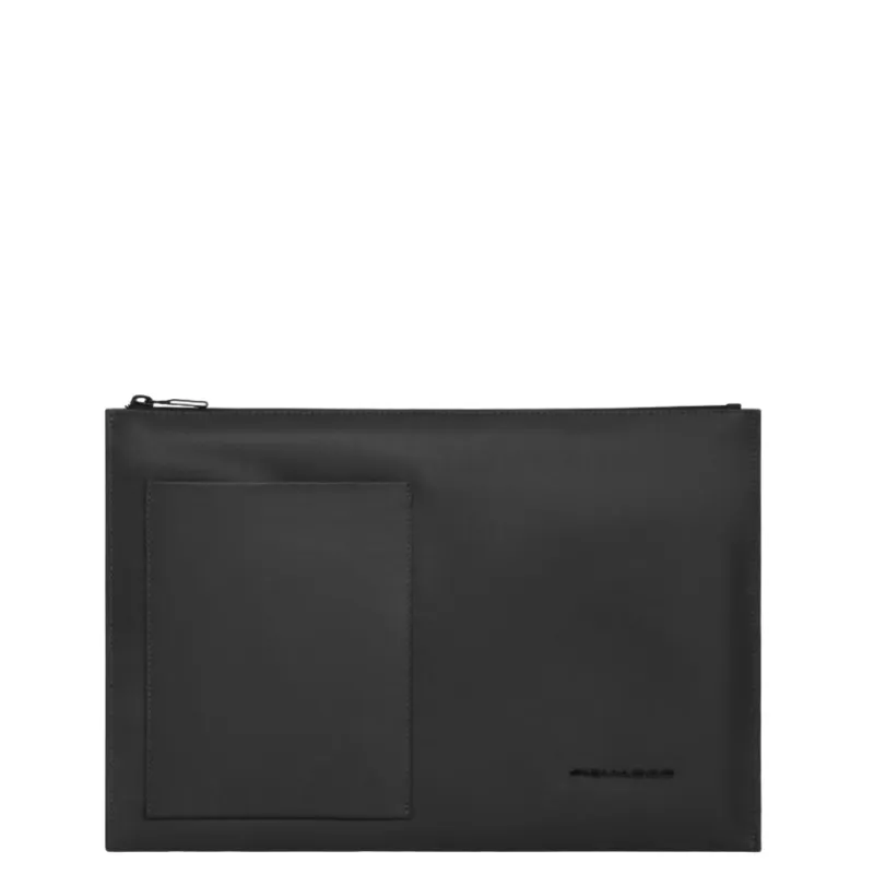 Piquadro David große Leder-Clutch-Tasche, schwarz