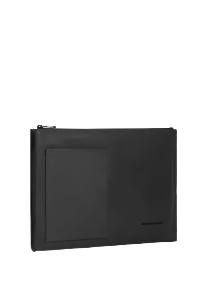 Piquadro David large leather clutch bag, black