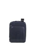 Piquadro Carl leather iPad®mini cross-body bag, blue