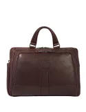 Piquadro Carl 15.6" leather briefcase with two handles, brown