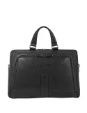Piquadro Carl leather two-handles briefcase with two compartments, black