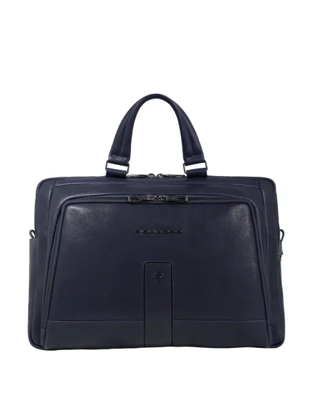 Borsa porta pc e porta iPad®Pro 12,9 a due comparti in pelle Piquadro Carl, blu
