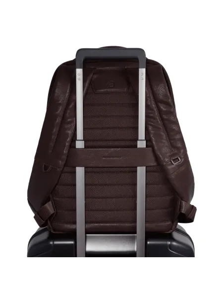 Zaino in pelle porta computer con due comparti PQ Carl, blu