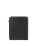 Piquadro Carl Dokumentenhalter aus Leder mit Reißverschlussöffnung, schwarz
