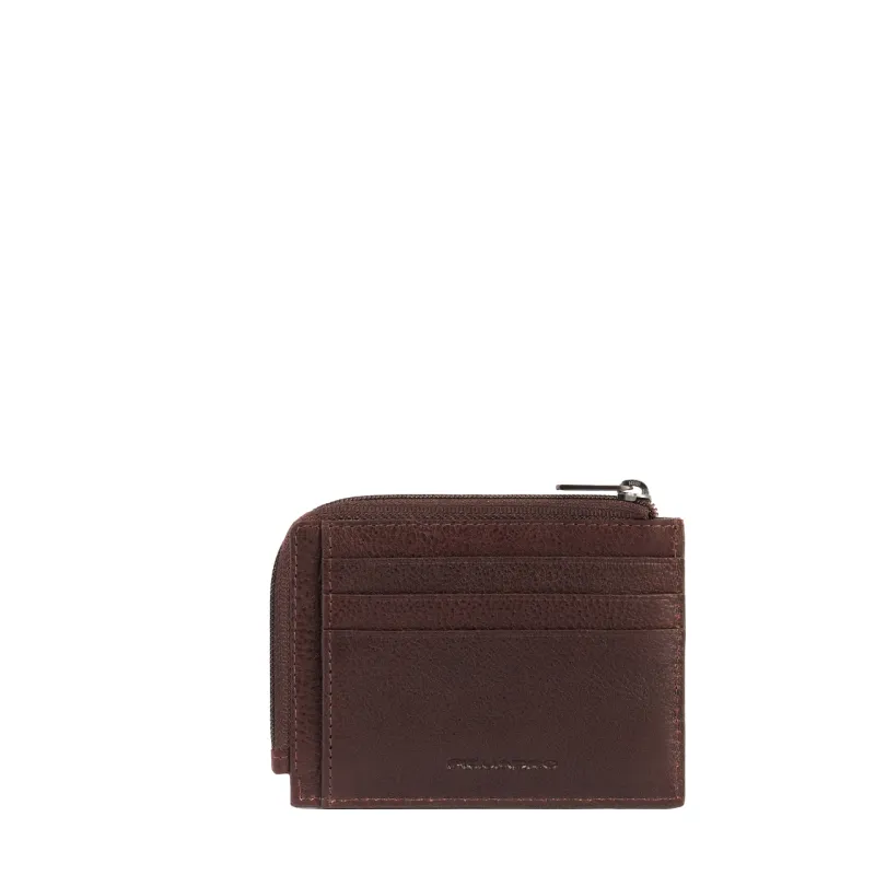 Piquadro Carl Zipper coin pouch with document holder, brown 2