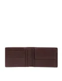Piquadro Carl men's leather wallet with coin purse, brown