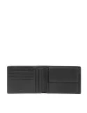 Piquadro Carl men's leather wallet with coin purse, black