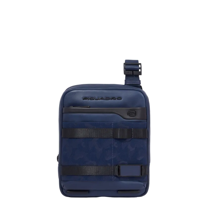 Piquadro FXP iPad®mini Umhängetasche aus Leder, blau