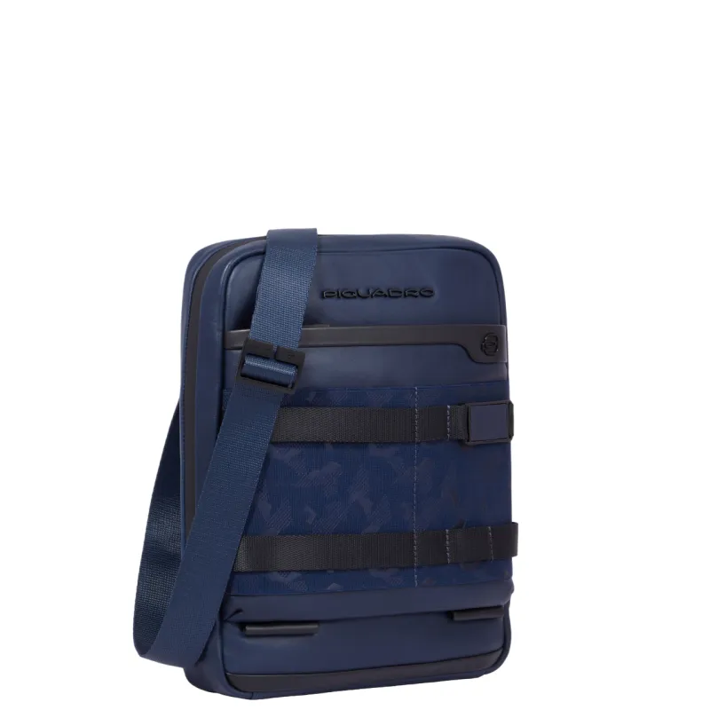 Piquadro FXP leather iPad®mini cross-body bag, blue 2