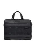 Piquadro FXP Aktentasche aus Leder mit zwei Griffen und 15,6 Laptop-Fach, schwarz